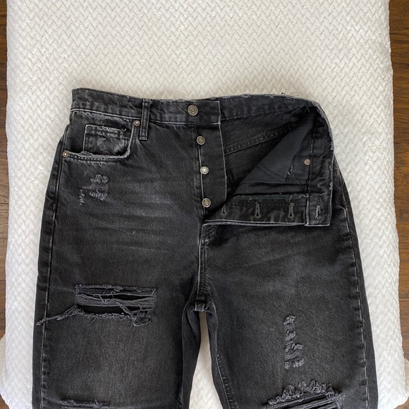 Free People We The Free Obsidian Distressed Tapered Baggy Boyfriend Jeans - Picture 11 of 17